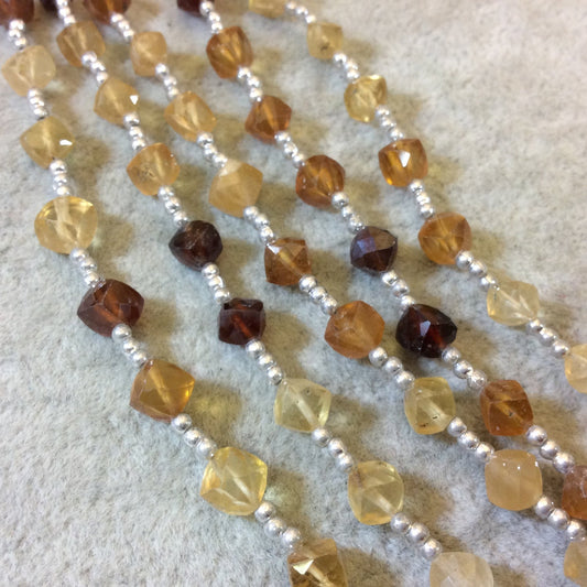 4-5mm Faceted Diamond/Cube Shaped Hessionite Garnet Beads - 9" Strand (Approx. 20 Beads) - High Quality Hand-Cut Indian Gemstone Beads