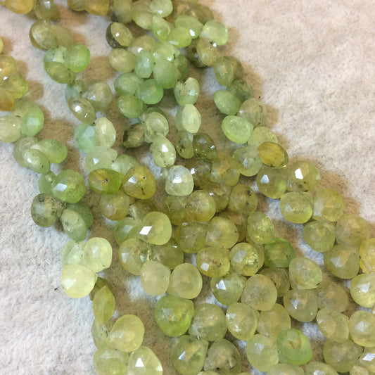 7mm Faceted Heart/Teardrop Shaped Grossular Garnet Beads - 7.75" Strand (Approx. 54 Beads) - High Quality Hand-Cut Indian Gemstone Beads