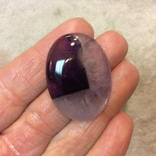 Natural Purple Lace Amethyst Oblong Oval Shaped Flat Back Cabochon "3" - Measuring 27m x 37mm, 6mm Dome Height - High Quality Gemstone