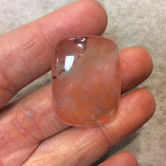 Strawberry Quartz Rounded Rectangle Shaped Flat Back Cabochon - Measuring 25mm x 33mm, 7mm Dome Height - Natural High Quality Gemstone