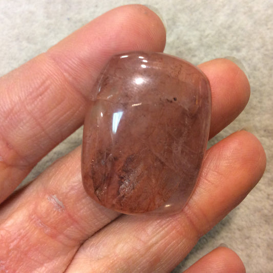 Strawberry Quartz Rounded Rectangle Shaped Flat Back Cabochon - Measuring 27mm x 35mm, 8mm Dome Height - Natural High Quality Gemstone