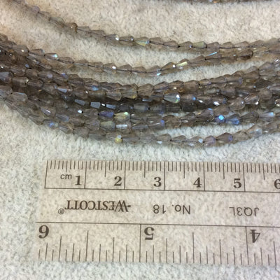 Labradorite Center Drilled Teardrop Beads - 4mm