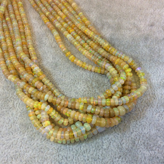 2-4mm Smooth Orange/Green Ethiopian Opal Graduated Rondelle Shaped Beads - 17" Strand (Approx. 250 Beads) - High Quality Indian Gemstone