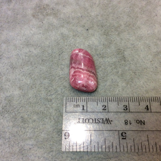 Natural Pink/White Rhodochrosite Freeform Shaped Flat Back Cabochon - Measuring 14mm x 26mm, 6mm Dome Height - High Quality Gemstone