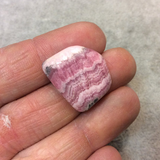 Natural Pink/White Rhodochrosite Freeform Shaped Flat Back Cabochon - Measuring 19mm x 23mm, 6mm Dome Height - High Quality Gemstone