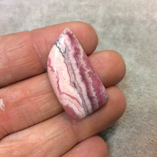 Natural Pink/White Rhodochrosite Freeform Shaped Flat Back Cabochon - Measuring 17mm x 31mm, 5mm Dome Height - High Quality Gemstone