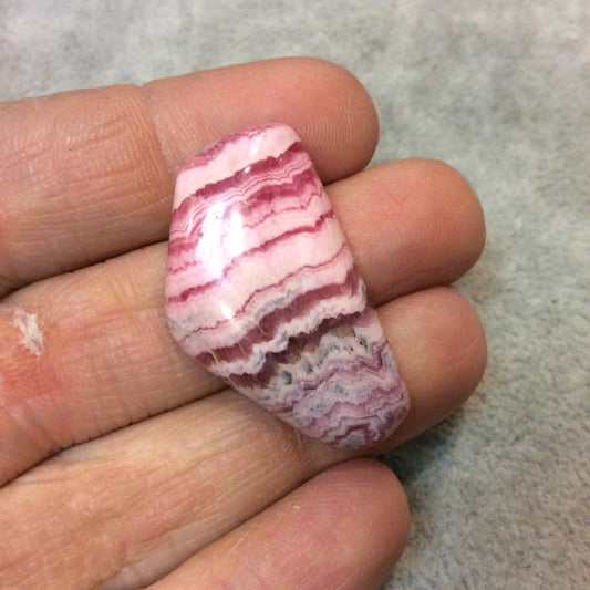 Natural Pink/White Rhodochrosite Freeform Shaped Flat Back Cabochon - Measuring 20mm x 35mm, 6mm Dome Height - High Quality Gemstone