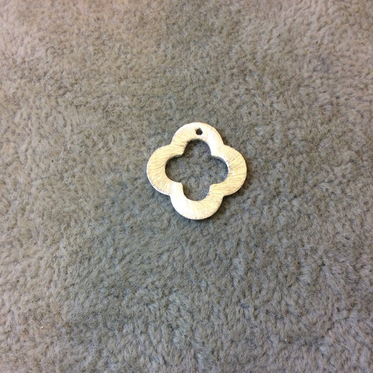17mm Silver Brushed Finish Thick Open Quatrefoil Shaped Plated Copper Components - Sold in Pre-Counted Bulk Packs of 10 Pieces - (047-SV)