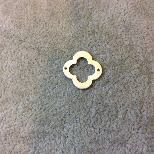 17mm Silver Brushed Finish Thick Open Quatrefoil Shaped Plated Copper Components - Sold in Pre-Counted Bulk Packs of 10 Pieces - (048-SV)