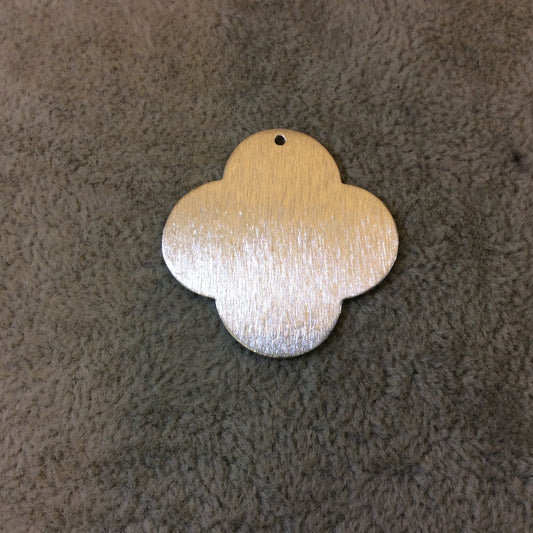 33mm Silver Brushed Finish Blank Quatrefoil Shaped Plated Copper Components - Sold in Pre-Counted Bulk Packs of 10 Pieces - (063-SV)