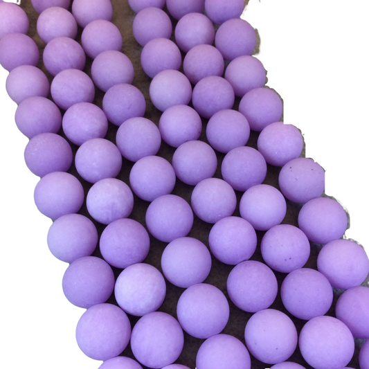 12mm Matte Lavender Jade Round/Ball Shaped Beads - 15" Strand (Approx. 31 Beads) - Natural Semi-Precious Gemstone - Sold by the Strand