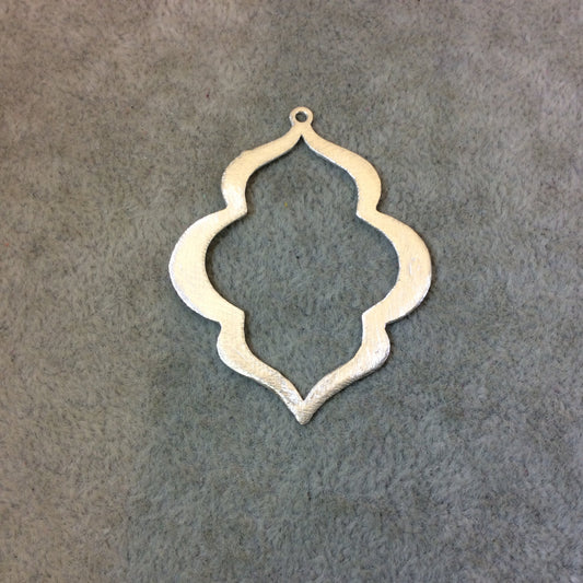 40mm x 48mm Silver Brushed Finish Thick Keyhole Shaped Plated Copper Components - Sold in Pre-Counted Bulk Packs of 10 Pieces - (099-SV)