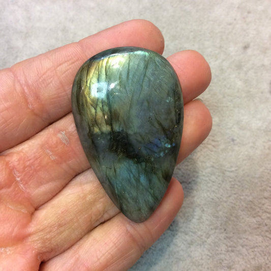 SPECIAL BATCH - AAA Pear/Teardrop Shaped Rainbow Labradorite Domed Back Cabochon - Measuring 33mm x 52mm, 9mm Dome Height - Gemstone Cab