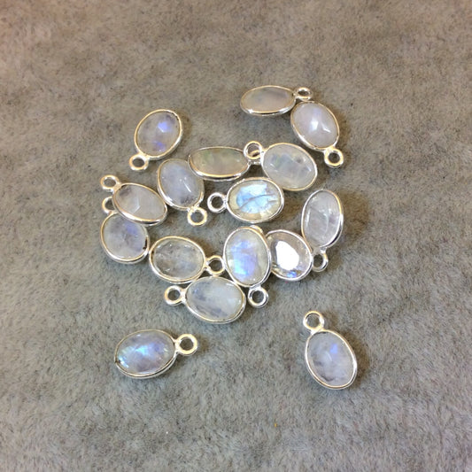 Sterling Silver Pointed/Cut Stone Faceted Oblong Oval Shaped Moonstone Bezel Pendant Component - Measuring 6mm x 8mm - Natural Gemstone