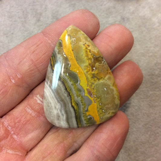 OOAK Natural Bumblebee Jasper Pear/Teardrop Shaped Flat Back Cabochon - Measuring 33mm x 44mm, 5mm Dome Height - High Quality Gemstone Cab
