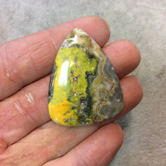 OOAK Natural Bumblebee Jasper Triangle Shaped Flat Back Cabochon - Measuring 31mm x 39mm, 5mm Dome Height - High Quality Gemstone Cab