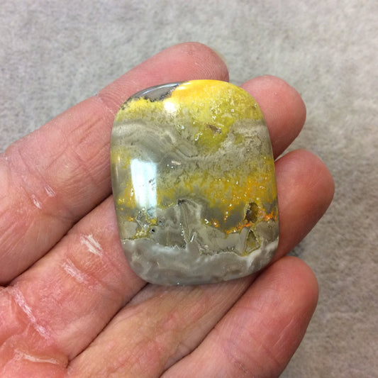 OOAK Natural Bumblebee Jasper Rounded Rectangle Shaped Flat Back Cabochon - Measuring 31mm x 38mm, 5mm Dome Height - High Quality Gemstone