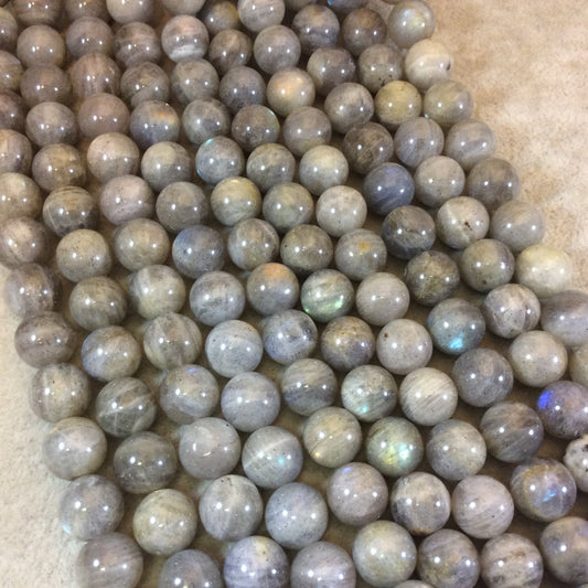 12mm Smooth Round Labradorite Beads with 1mm Holes - 15.75" Strand (Approx. 35 Beads) - Natural High Quality Semi-Precious Gemstone