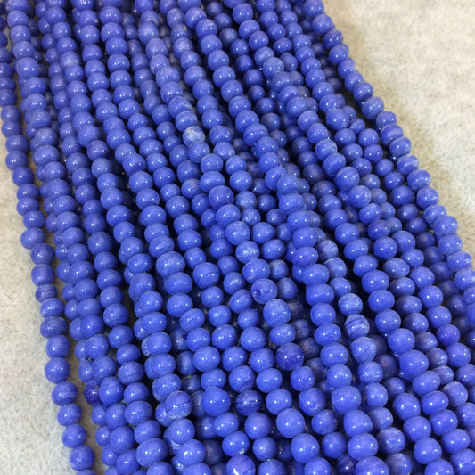 4mm Glossy Cornflower Blue Quality Irregular Rondelle Shape Indian Ceramic Beads - Sold by 16.25" Strand - Approximately 98 Beads