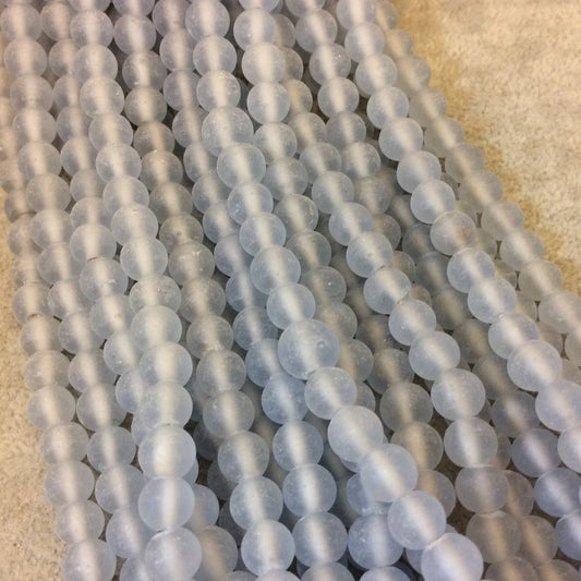 7mm Matte Light Pale Blue Irregular Rondelle Shape Indian Beach/Sea Glass Beads - Sold by 16.25" Strands - Approximately 64 Beads