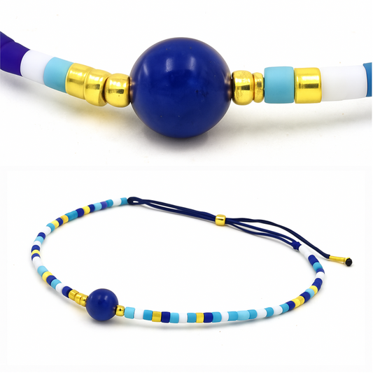 Cord Bracelet | Corded Sliding Bracelet with Gemstone Focal Piece | Lapis Green Onyx Black Agate White Agate Blue Jade Bracelet