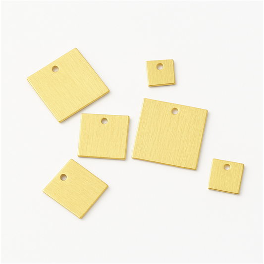 Brushed Finish Blank Square Shaped Plated Copper Components - Multiple sizes available Sold in Packs of 10 Pcs