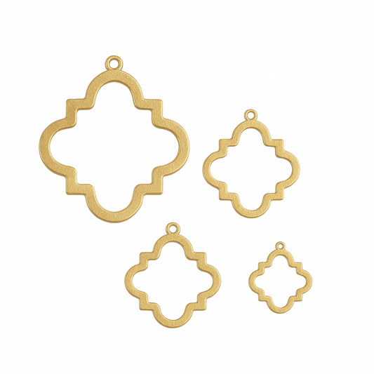 Findings For Jewelry Making | Squared Quatrefoil Shaped Plated Copper Components