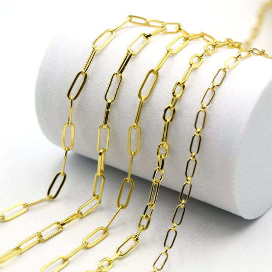 Gold Plated Paperclip Link Chain - 5 Styles Available