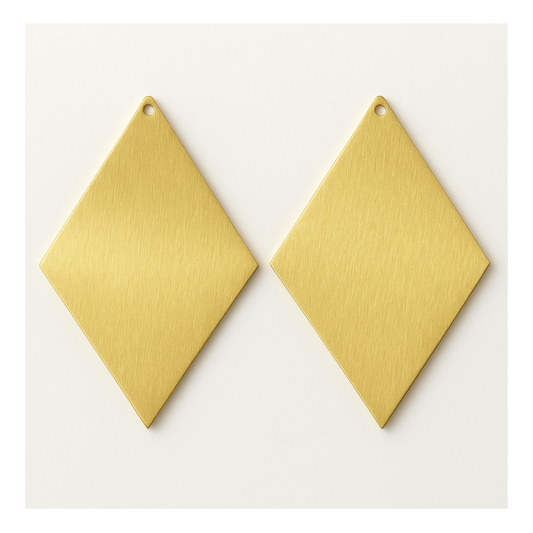 Beadlanta Gold Plated Copper Diamond Pendants – 2pc, Large 46x64mm Blank Jewelry Charms, Brushed Deep Gold, Necklace & Earring Findings