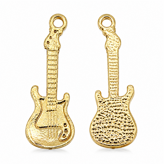 Guitar Pendant Music Charm Plated Copper Pendant for Jewelry Making Gold Gunmetal Antique Brass Charm