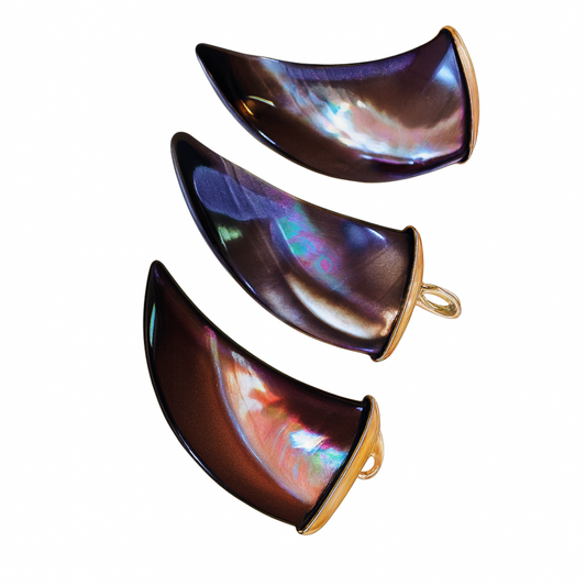 Paua Shell Claw Tooth Pendant 15x31mm with Silver Plated Copper Bail – Natural Abalone Shell Pendant for Jewelry Making Supplies
