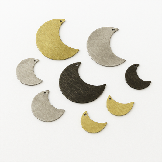 Plated Copper Blank Moon/Crescent Shaped Drilled Components (One Hole) - Sold in Packs of 10