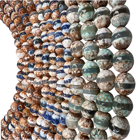Tibetan Agate Beads | 6mm | 8 mm | 10 mm – Natural Gemstone for Jewelry & Healing