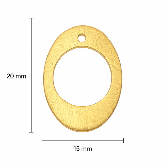Jewelry Findings 15mm x 20mm Gold Brushed Finish Open Thick Oval Shaped Plated Copper Components Sold in Bulk Packs of 10 Pieces - (140-GD)