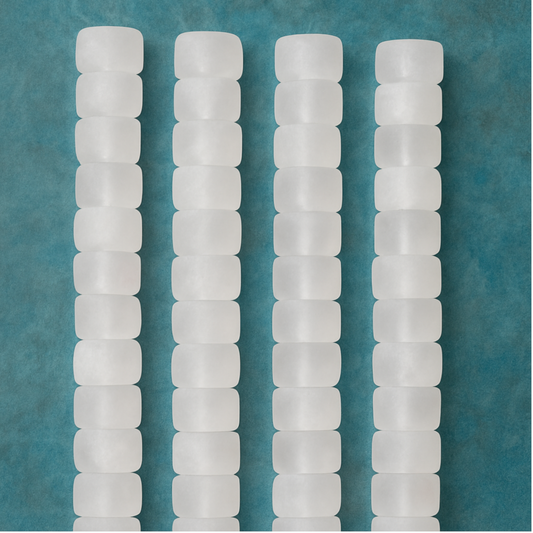 12mm x 9mm Natural White/Clear Quartz Matte Thick Heishi Shaped Beads with 1mm Holes - 15.5" Strand (Approx. 44 Beads) - See Listing Notes!