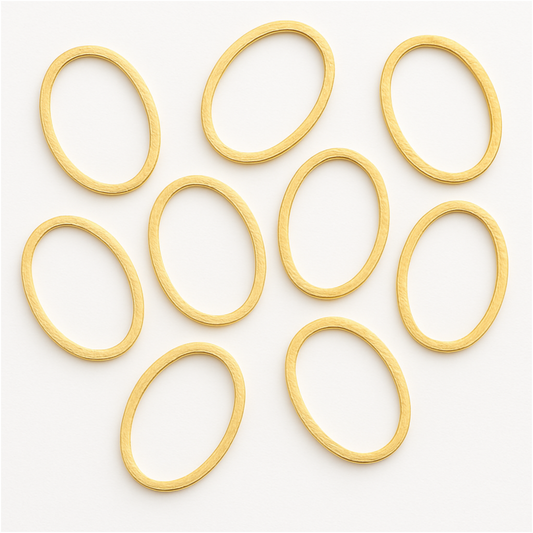 Gold Oval Open Links 20x26mm | Brushed Plated Copper Findings | Lightweight Jewelry Connectors | Pack of 10 | Earring & Craft Use- (136-GD)