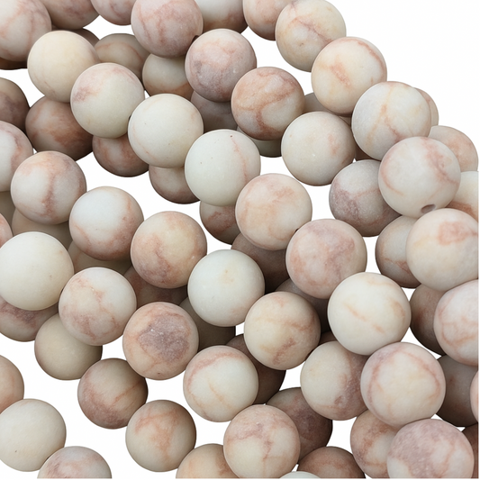 10mm Matte Natural Granite Beads | Large 2.5mm Hole | Round Smooth Matte Finish, 7.5" Strand (Approx. 20 Beads) | Jewelry Making Supplies