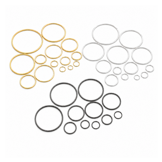 Brushed Finish Circle/Hoop Shaped Plated Copper Components - Packs of 10 - 12, 20, 30, 38, 40, 45, 50, 55, 60, 70mm - Gold, Silver, Gunmetal
