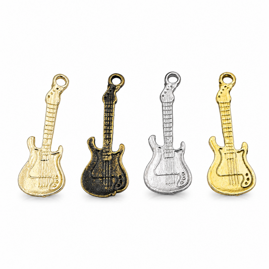 Guitar Pendant Music Charm Plated Copper Pendant for Jewelry Making Gold Gunmetal Antique Brass Charm