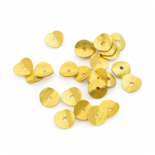 Textured Gold Plated Copper Wavy Disc Heishi Spacers – 8mm - Washer Beads for Jewelry Making – Bulk Pack of 25 – Bracelet Findings