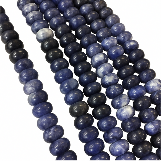 Sodalite Rondelle / rondels natural Beads 8 x 12mm, 1mm Holes, 16” Strand (51 Beads) for Jewelry Making