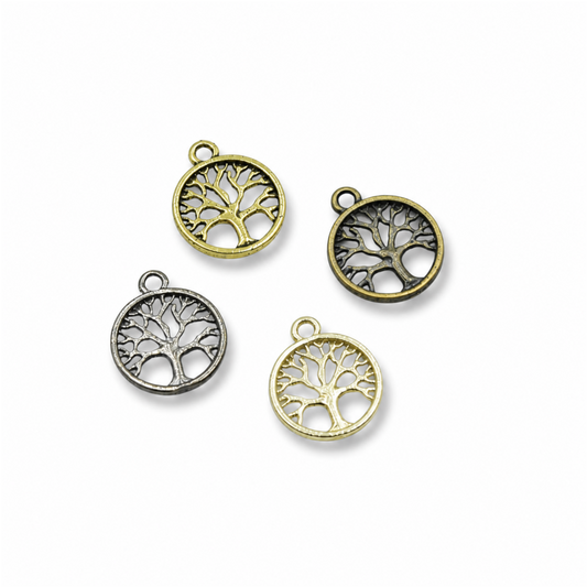 Tree of Life Pendant Gold Plated Copper Charm Spiritual Jewelry for Necklace DIY Jewelry Making Supply
