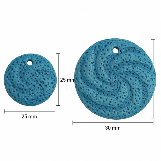DISC Coin Lava Rock Beads | Dyed Swirl Manmade | 25mm & 30mm | 15" Strand | 1.5mm Hole | 12–14 Beads | Jewelry Making Supplies