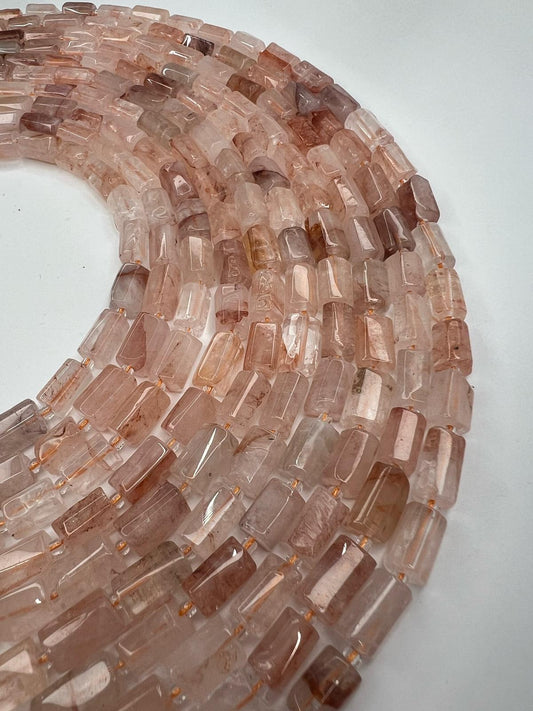 Gemstone beads | Apatite |  Strawberry Quartz | Hematoid Quartz | Rectangle tube | 8*14mm approximately