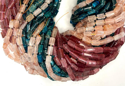 Gemstone beads | Apatite |  Strawberry Quartz | Hematoid Quartz | Rectangle tube | 8*14mm approximately