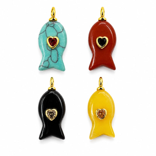 Gemstone Fish Pendant – Elegant Handmade Jewelry for Women | Crystal & Gemstone Necklace Charm