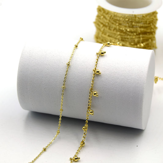 Gold Satellite Chain and Gold Satellite Dangle Chain - Sold by the Foot