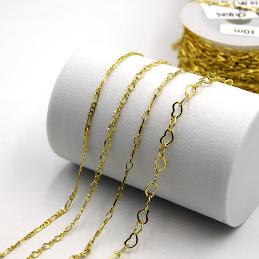 Gold-Plated Chain by the Foot – Figaro, Heart, Bar & Cable Styles | DIY Jewelry-Making Supplies