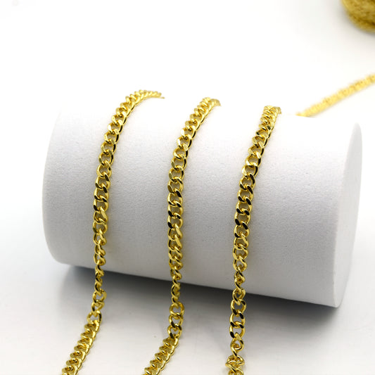 a picture of gold plated cuban link chain that is used for jewelry making