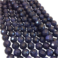 12mm Sparkling Dark Blue Goldstone Faceted Round/Ball Shaped Beads with 2.5mm Holes - 7.75" Strand (Approx. 18 Beads) - LARGE HOLE BEADS